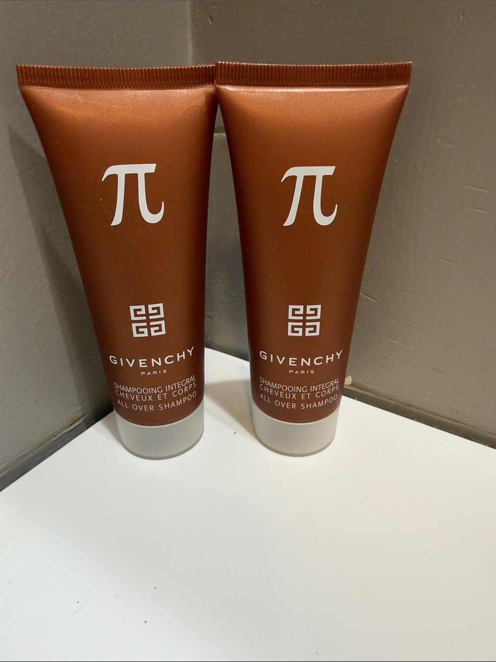Givenchy Brown Pi Logo All-Over Shampoo Tubes 2-75ml Bottles